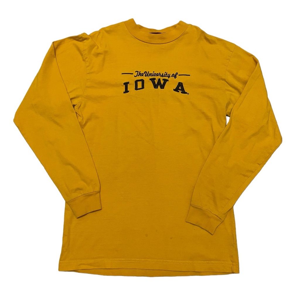 University Of Iowa Red Oak Ladies Small  Long Sleeve Top Embroidery Yellow READ